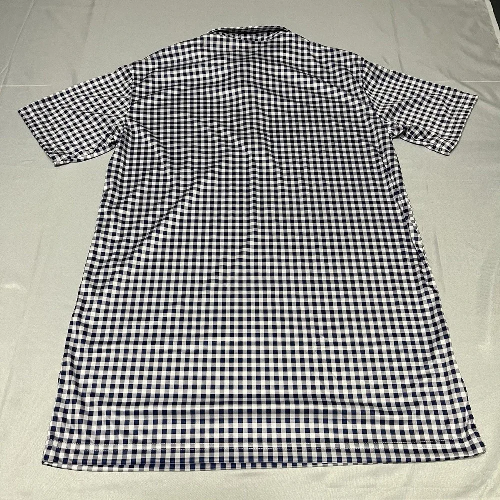NWT Collars and Co Dress Collar Polo Shirt Mens LT TALL Navy Blue Gingham - Picture 3 of 7